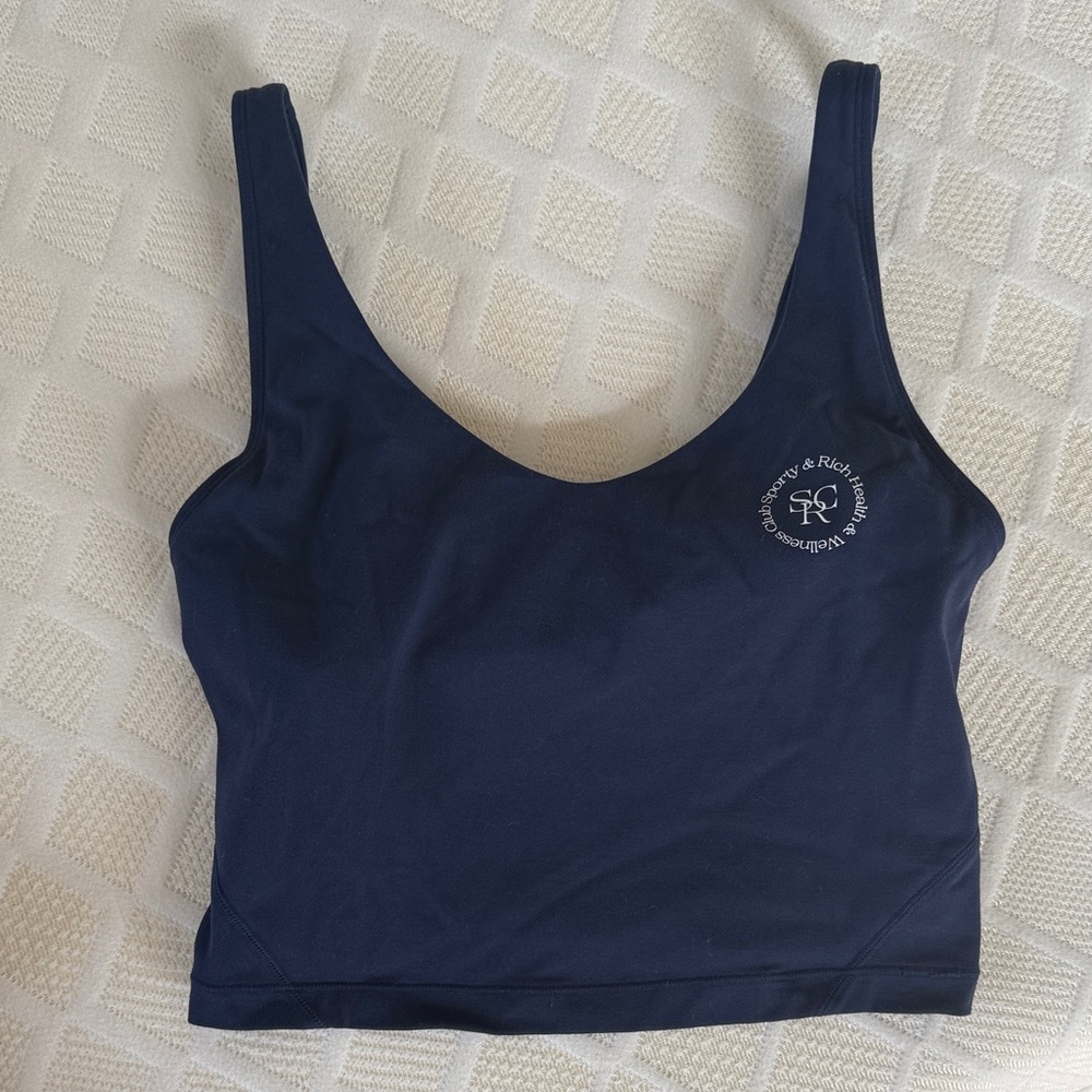 Sporty & Rich Navy Blue Crop Top